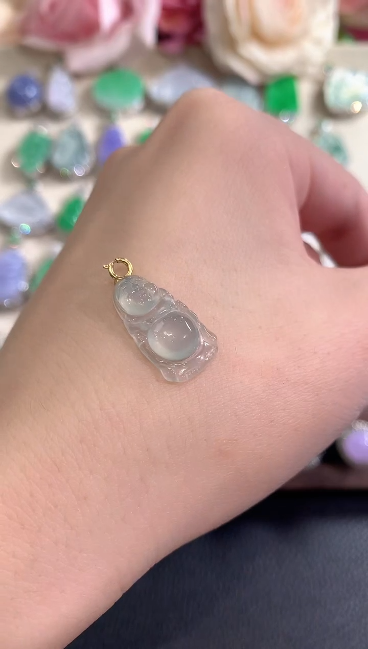 吊坠(不含链)18K金镶嵌翡翠冬日珠宝Q2