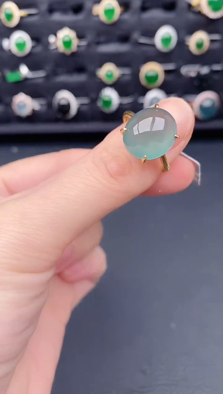 银S925镶嵌戒指翡翠天然a货翡翠457