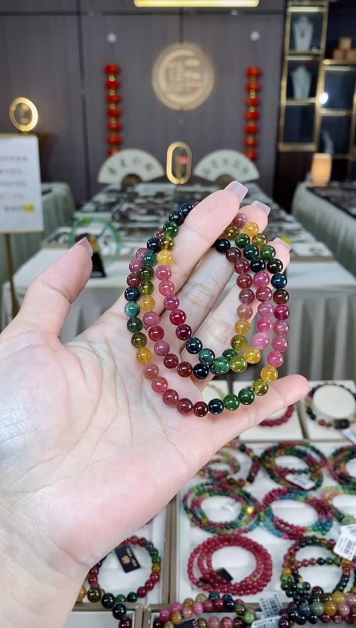 未镶嵌老矿碧玺三圈手串6mm+碧玺hon多样性发货一条