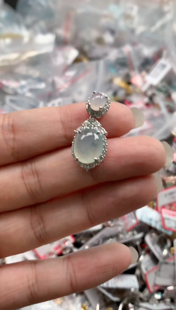 翡翠戒指银S925镶嵌天然A货缅甸翡翠