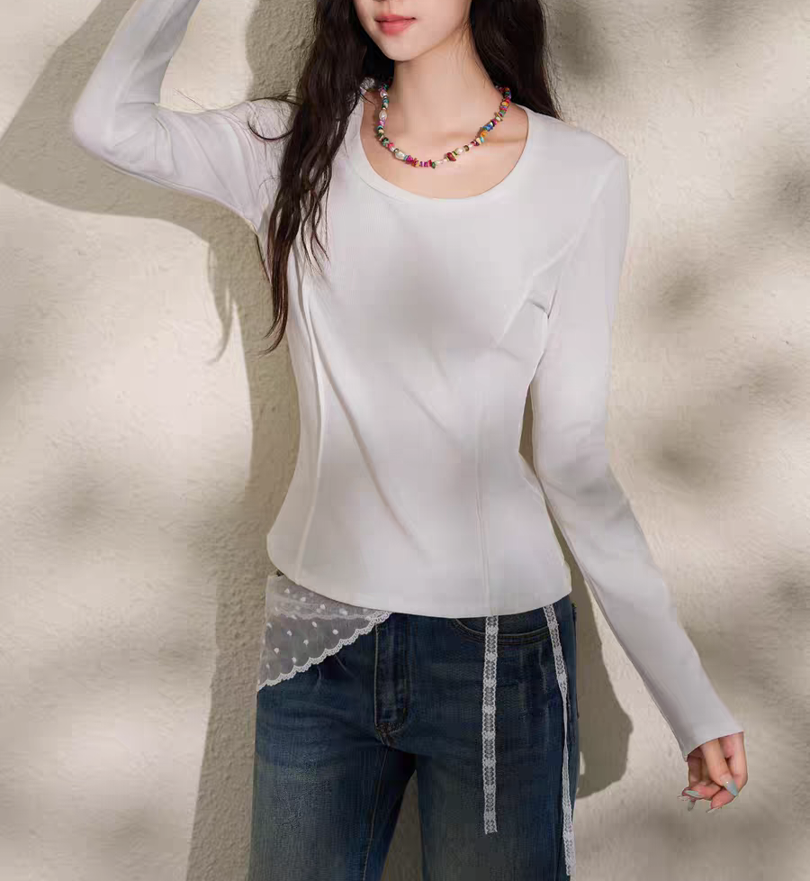 【8693】韩系时尚大圆领T恤