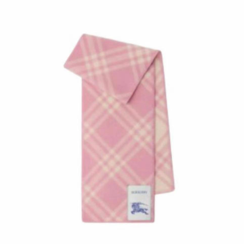 BURBERRY博柏利字母标志绒线围巾 粉色