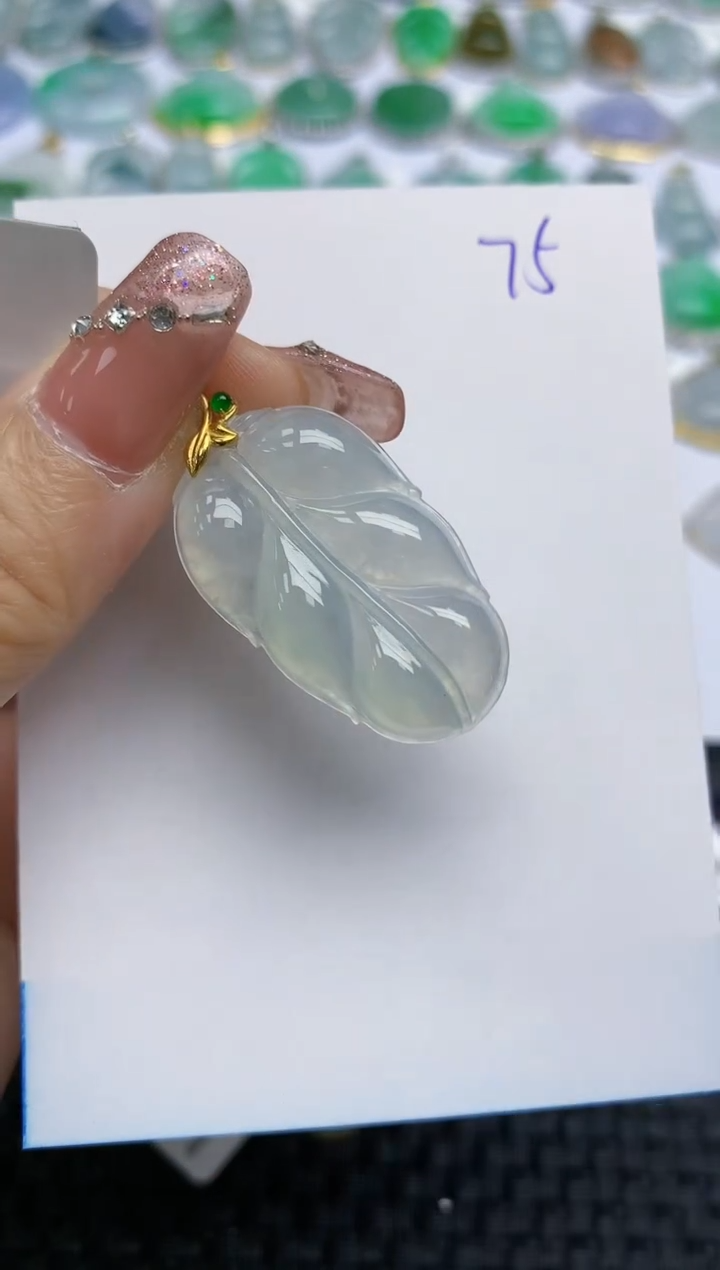 【闪购商品】翡翠颈饰18K金镶嵌天然A货翡翠 7