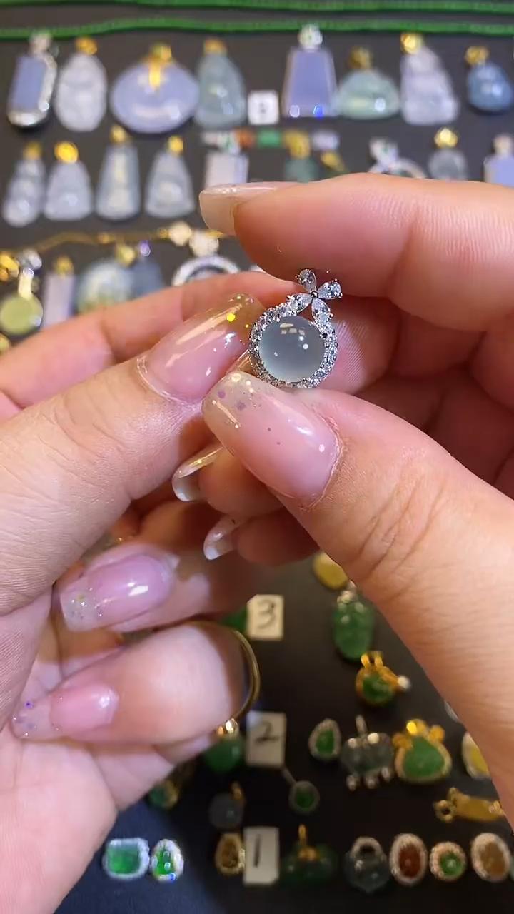 翡翠银S925镶嵌吊坠(不含链)1