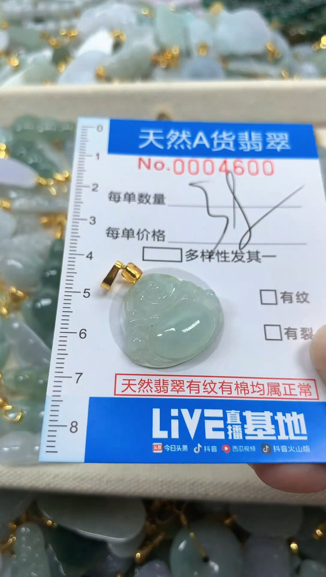 颈饰未镶嵌翡翠净货挂件-4600