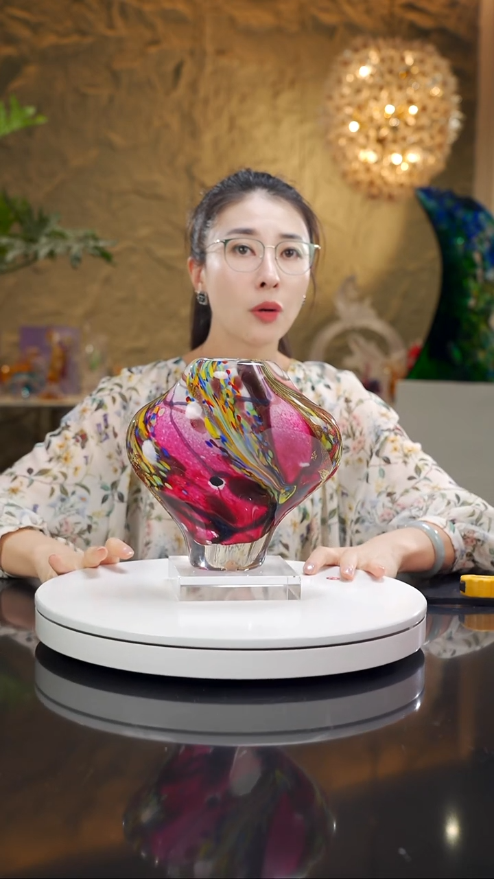 瓷片金红色老琉璃设计款花瓶