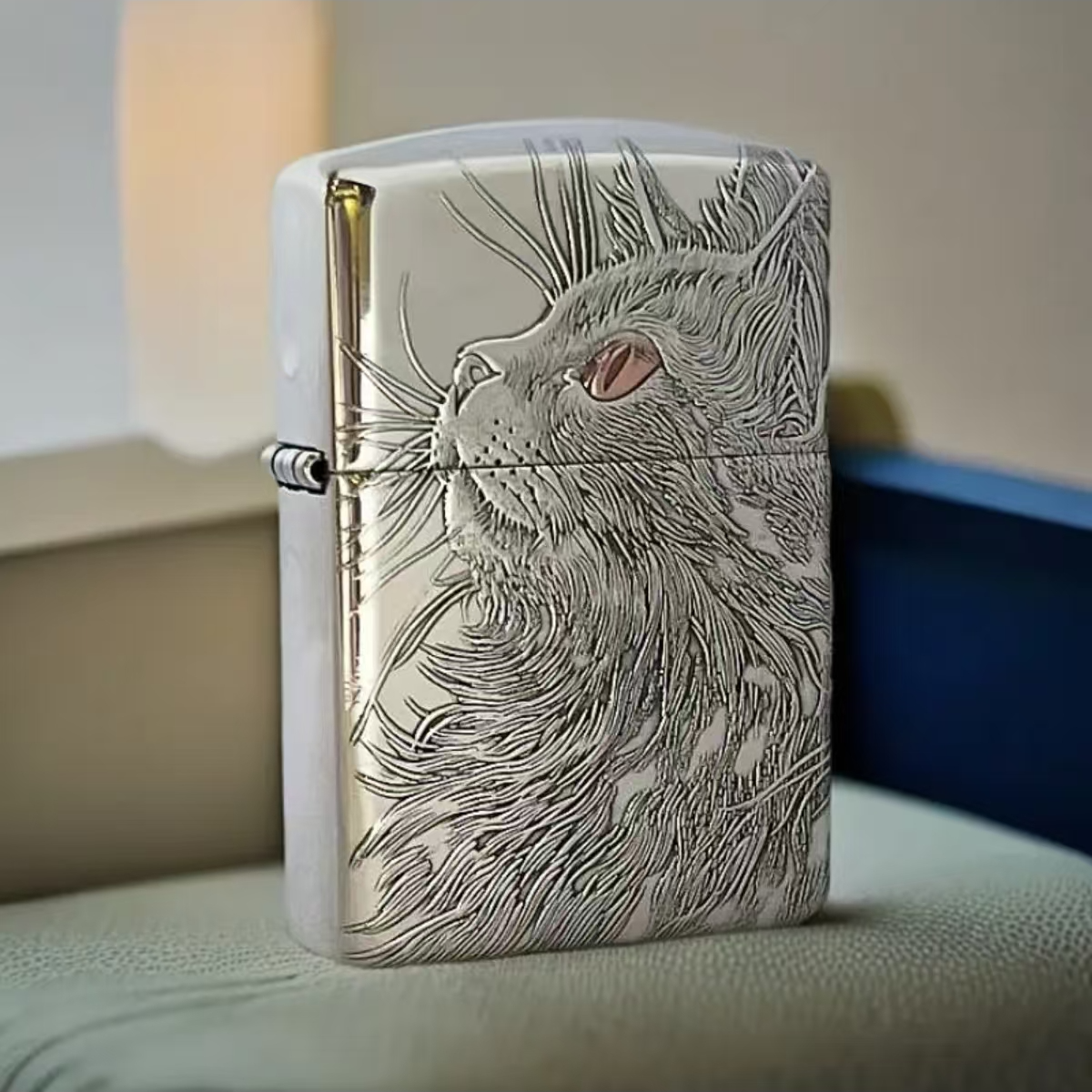 ZIPPO/之宝打火机仰望星空猫925银盔甲创意男士礼物防风煤油DYJ1