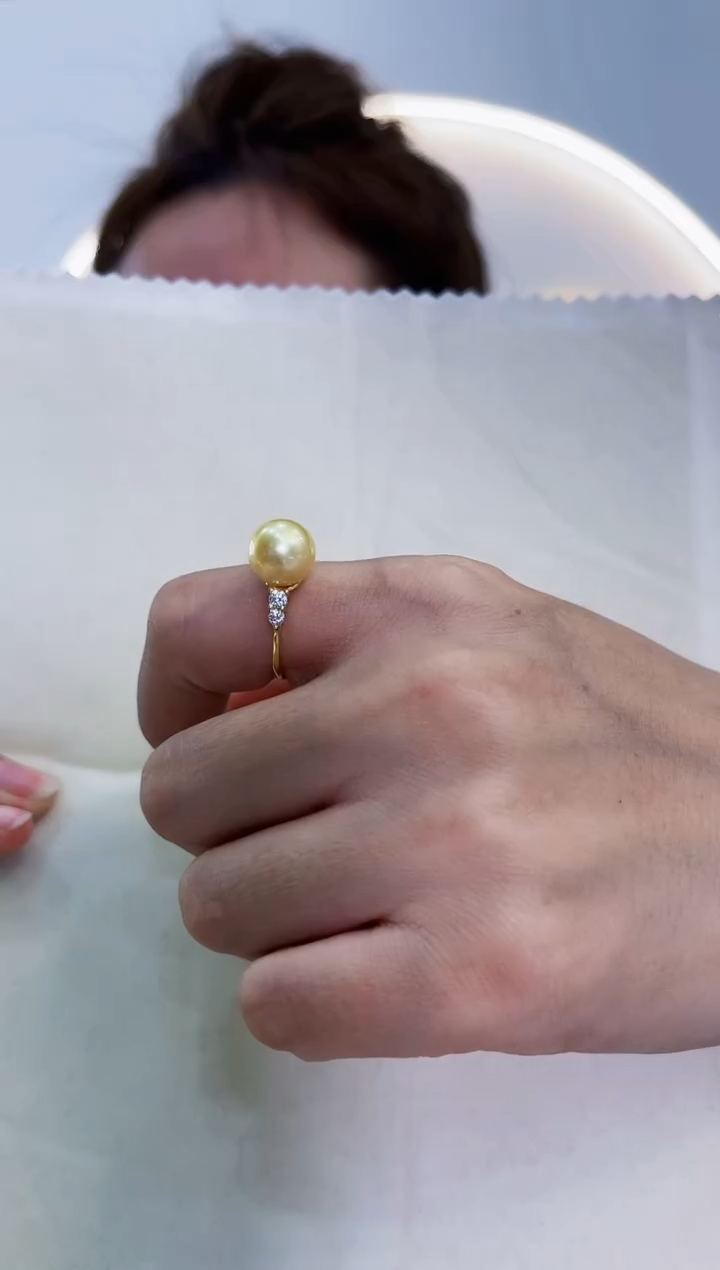 【闪购商品】海水珍珠戒圈银S925镶嵌金珠