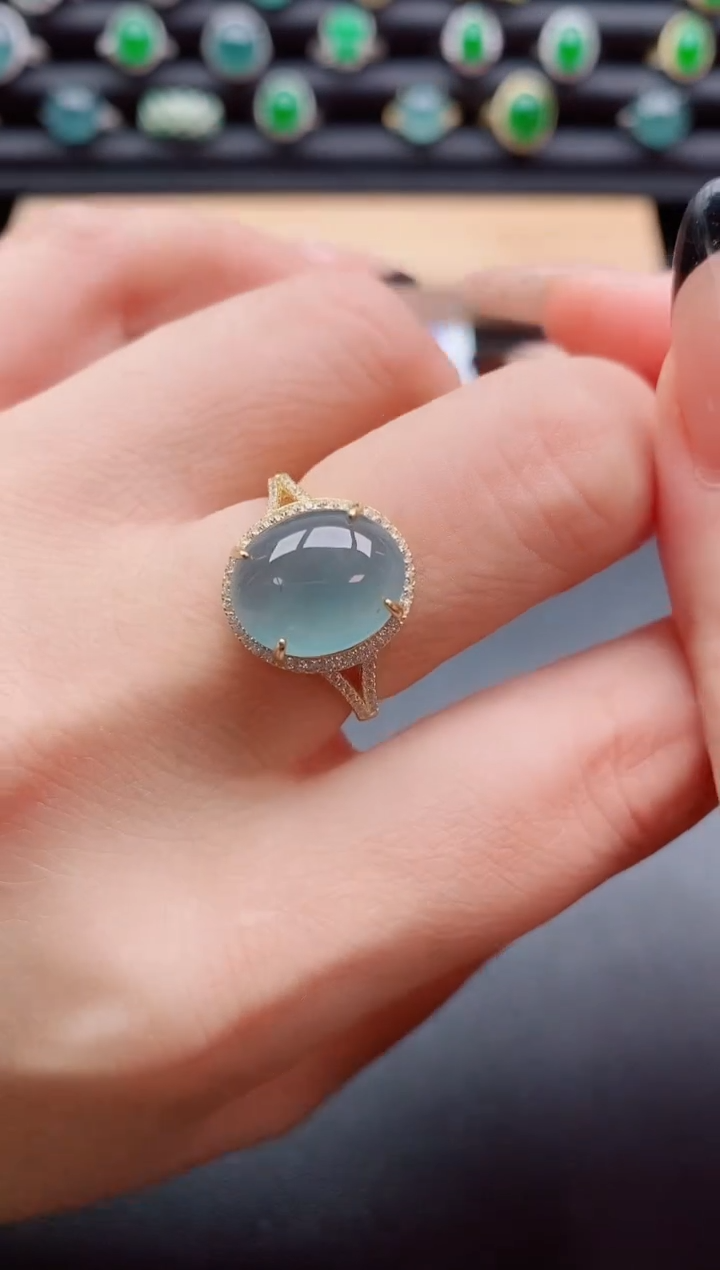 银S925镶嵌戒指翡翠1