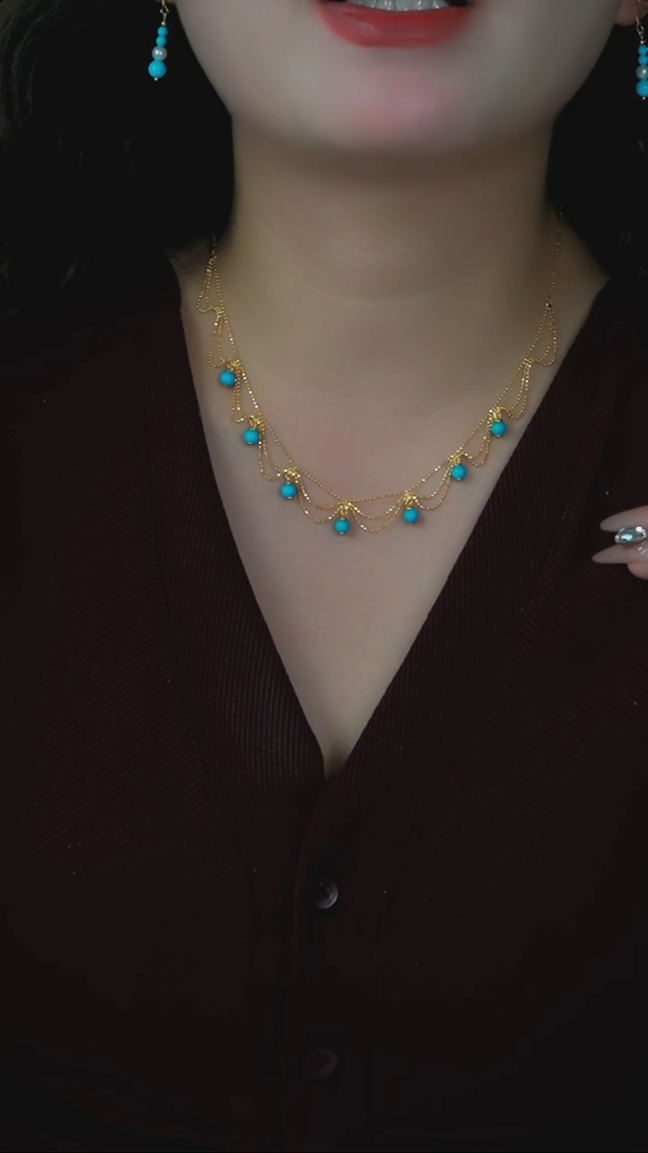 【闪购商品】绿松石项链银S925镶嵌发货一件