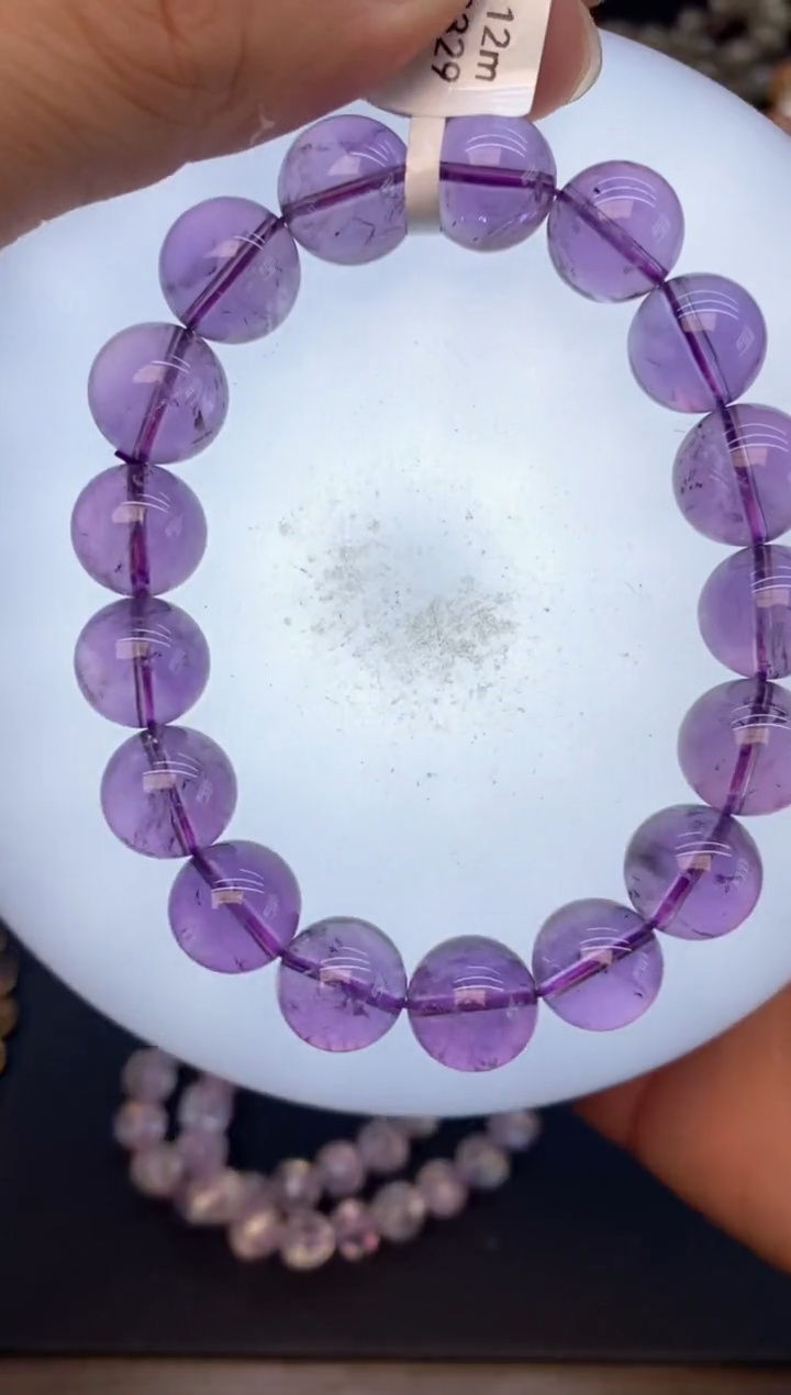 水晶手串未镶嵌3巴西紫水12mm+