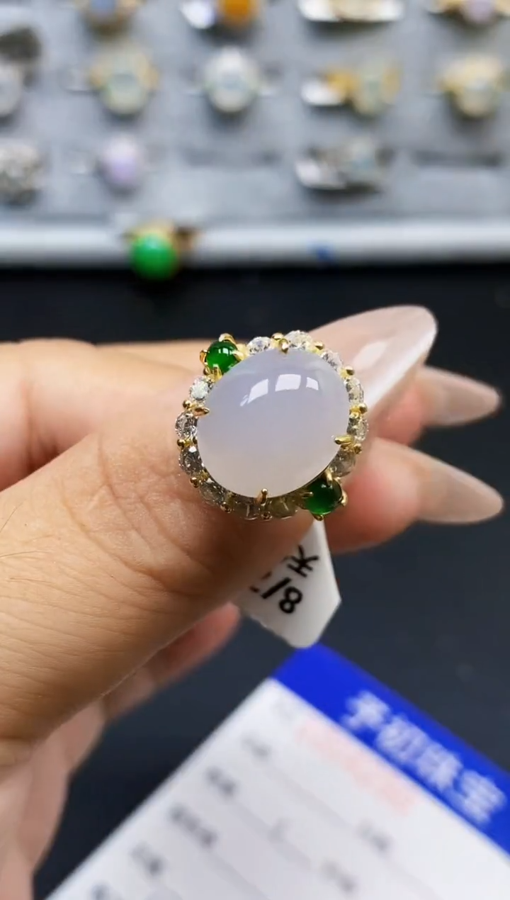 银S925镶嵌戒指翡翠2300