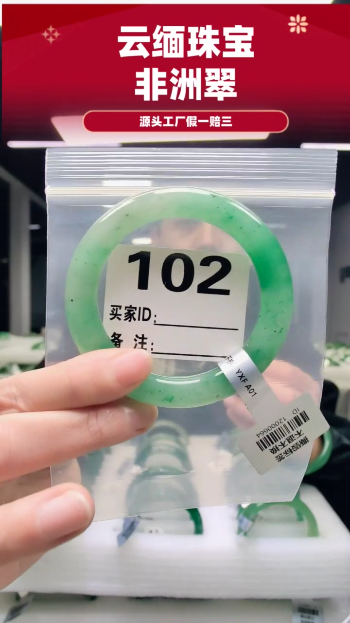 未镶嵌手镯石英质玉（非洲翠）5556圈口102