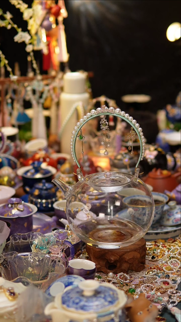 【闪购商品】青色手工编织把手天久壶