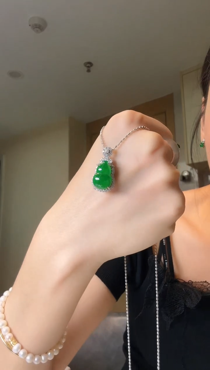 翡翠银S925镶嵌吊坠(不含链)天然翡翠吊坠