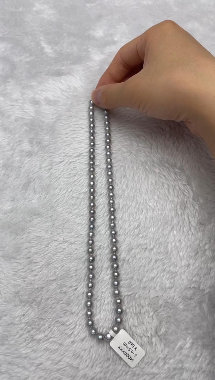 项链银S925镶嵌海水珍珠AK真多麻6-6.5mm