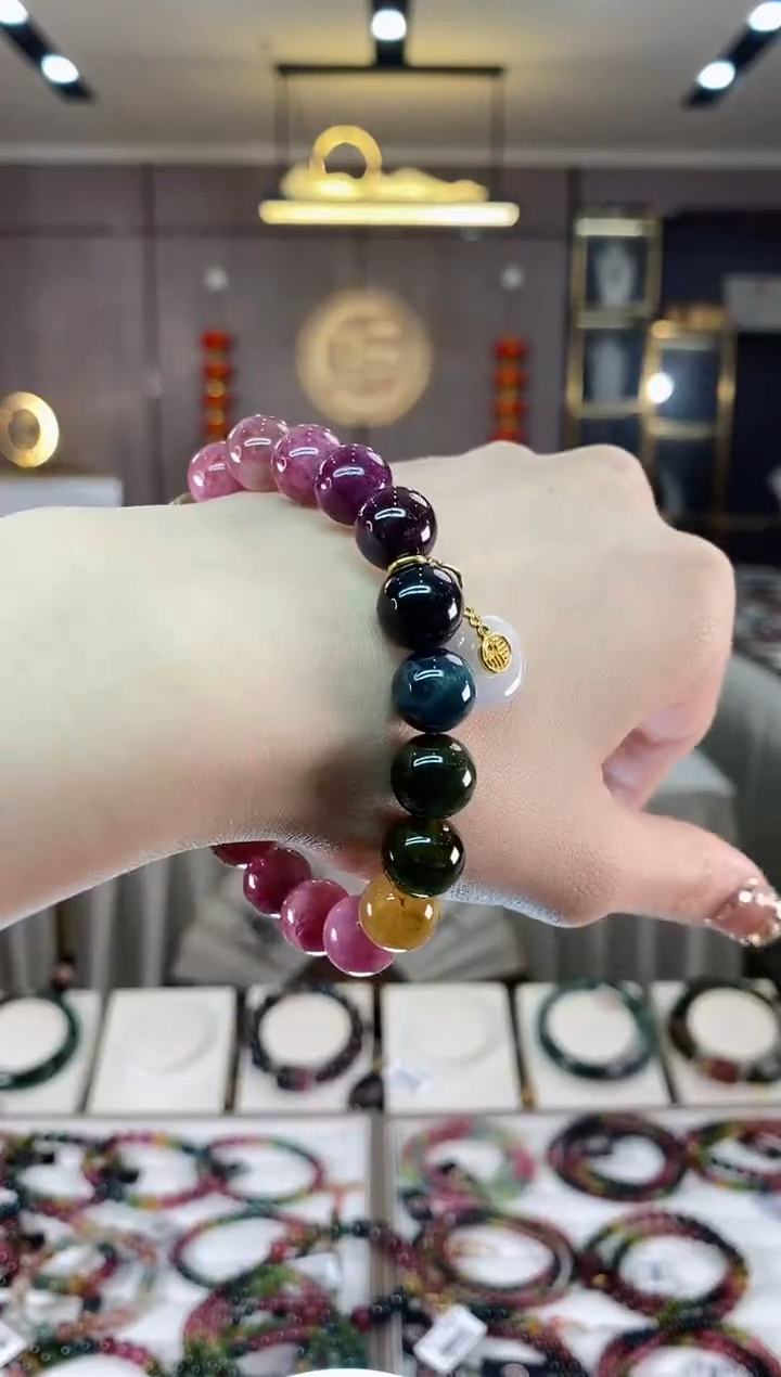 【闪购商品】碧玺单圈手串10mm+未镶嵌一物一证dan