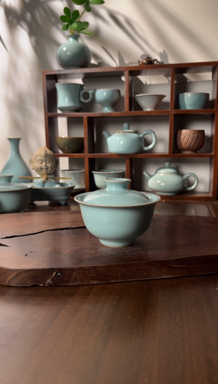 【闪购商品】杯汝窑天青釉色元宝二才