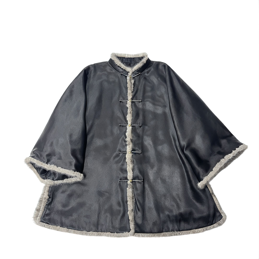 【霜玄引】重缎香云纱大油皮复古满分桑蚕丝外套中长款棉服