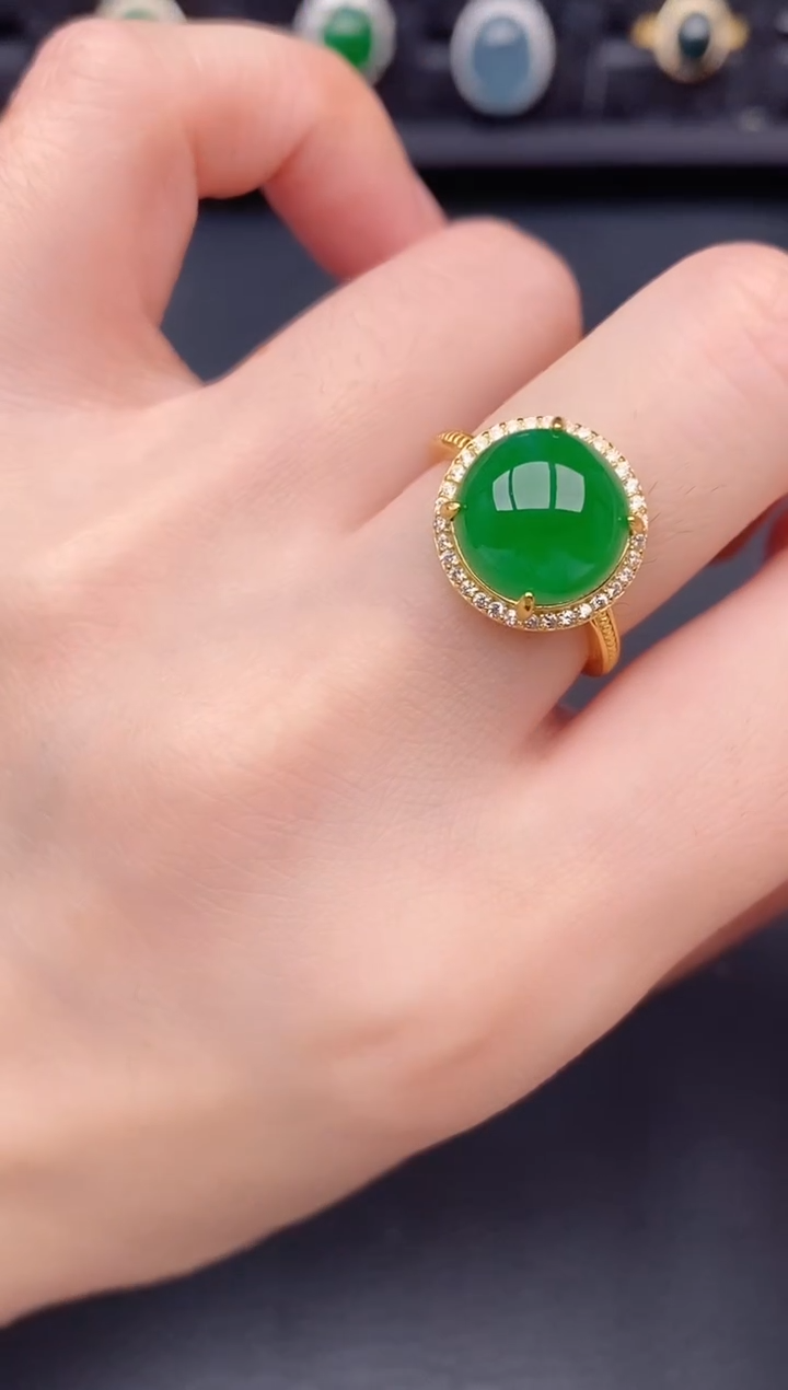 银S925镶嵌戒指翡翠天然a货翡翠240
