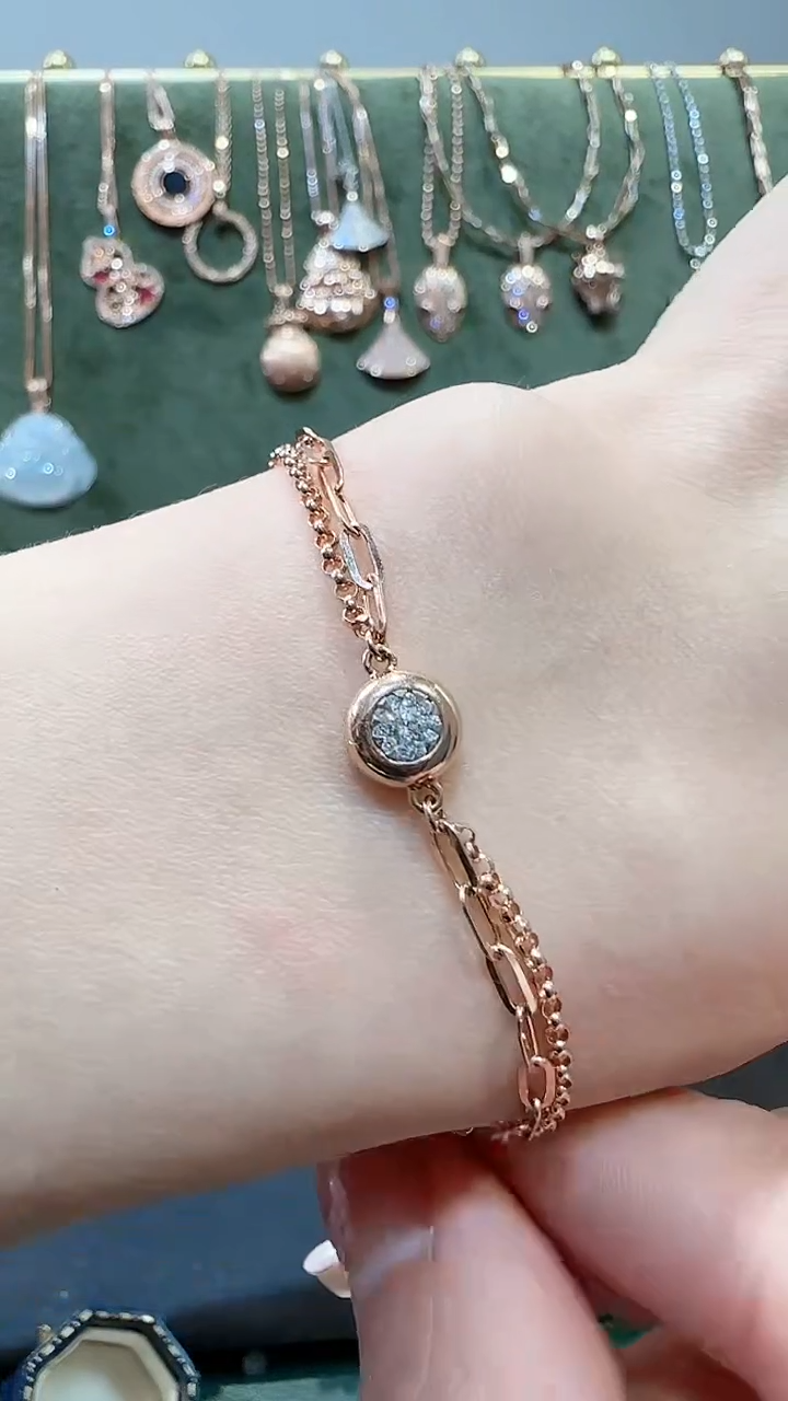 【闪购商品】钻石手链18K金镶嵌18K金钻石泡泡手链