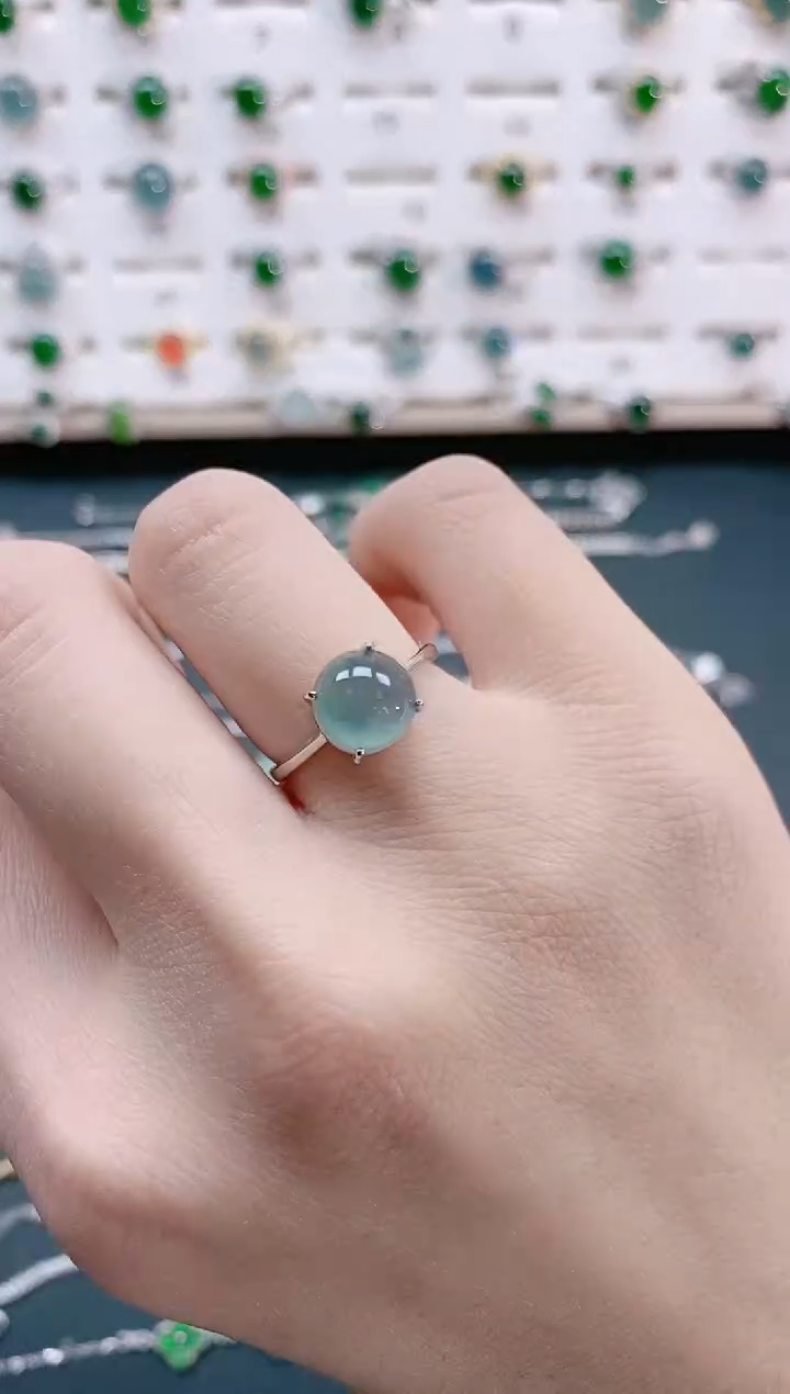 【闪购商品】翡翠戒指银S925镶嵌天然翡翠