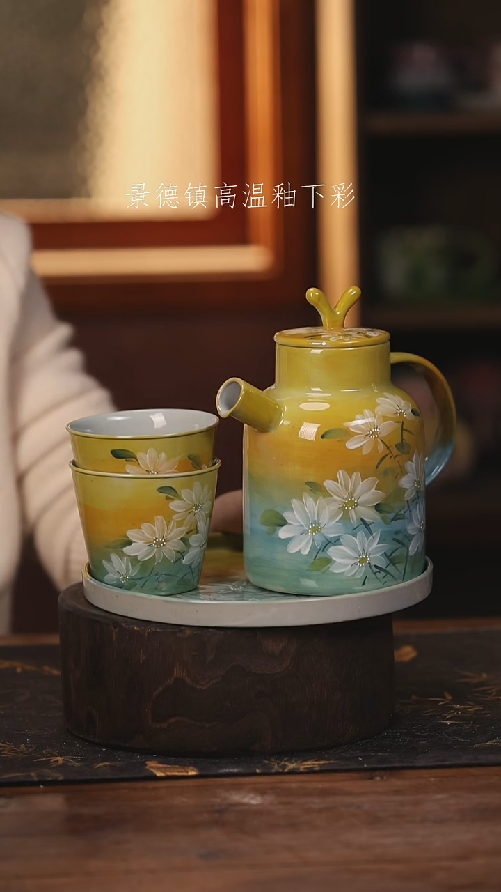 陶瓷景德镇高温釉下手绘陶瓷@L648@