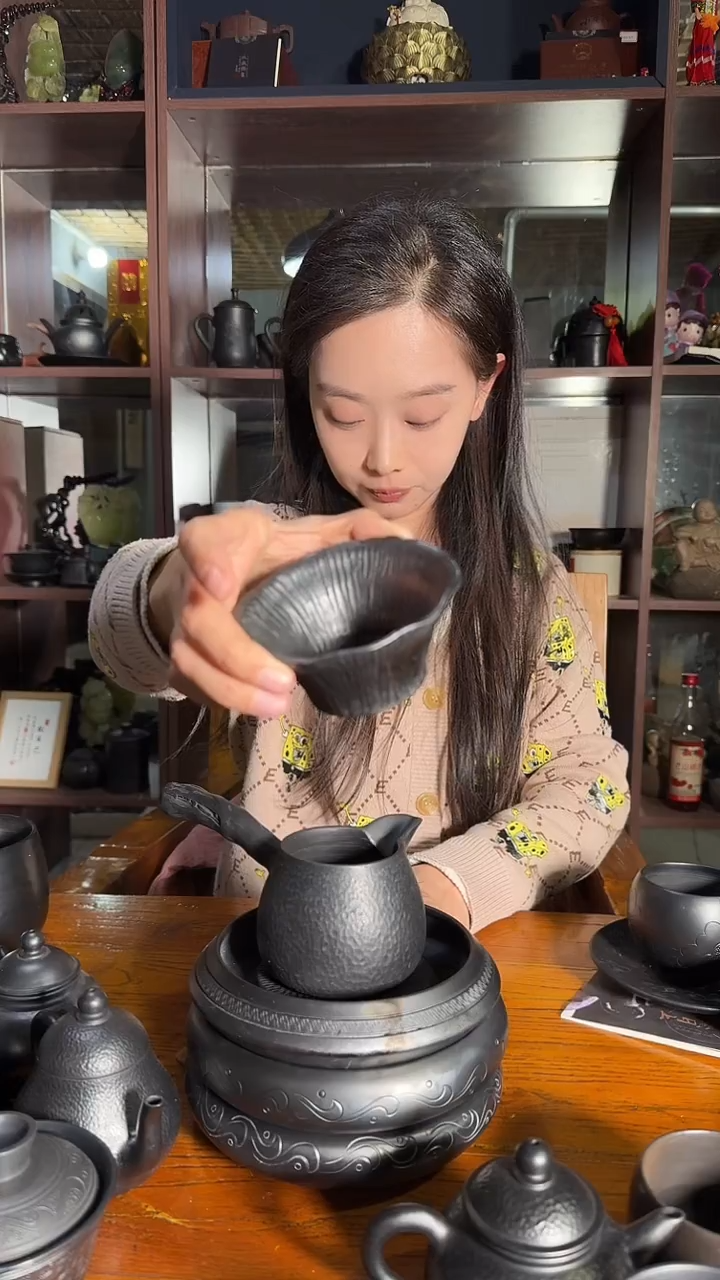 神农黑陶特制茶漏