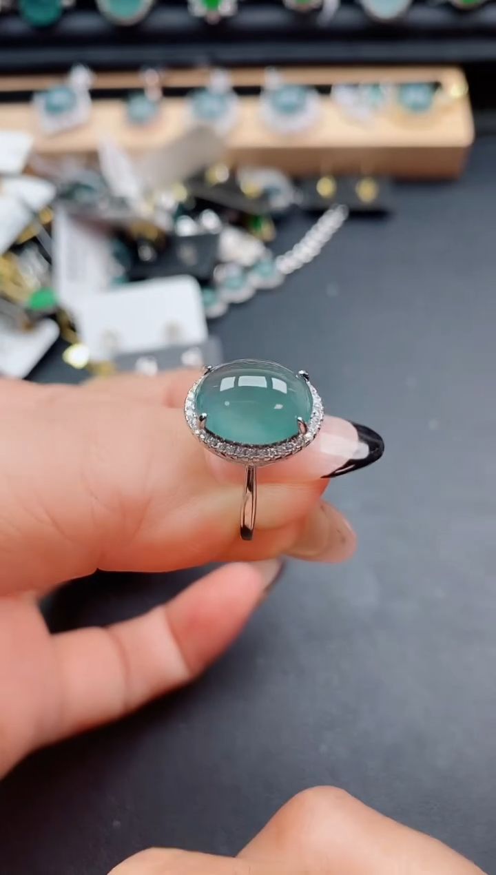 翡翠戒指银S925镶嵌1
