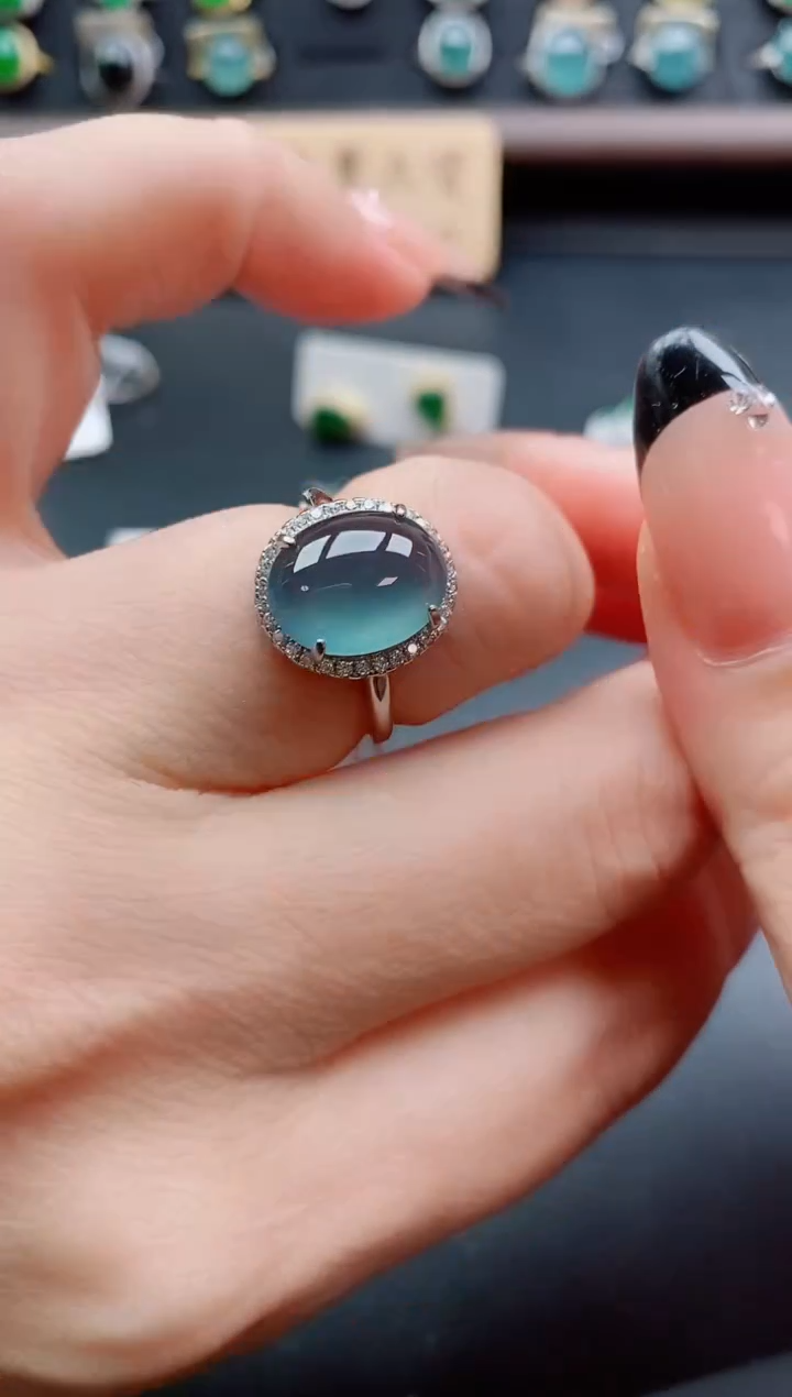 银S925镶嵌戒指翡翠1