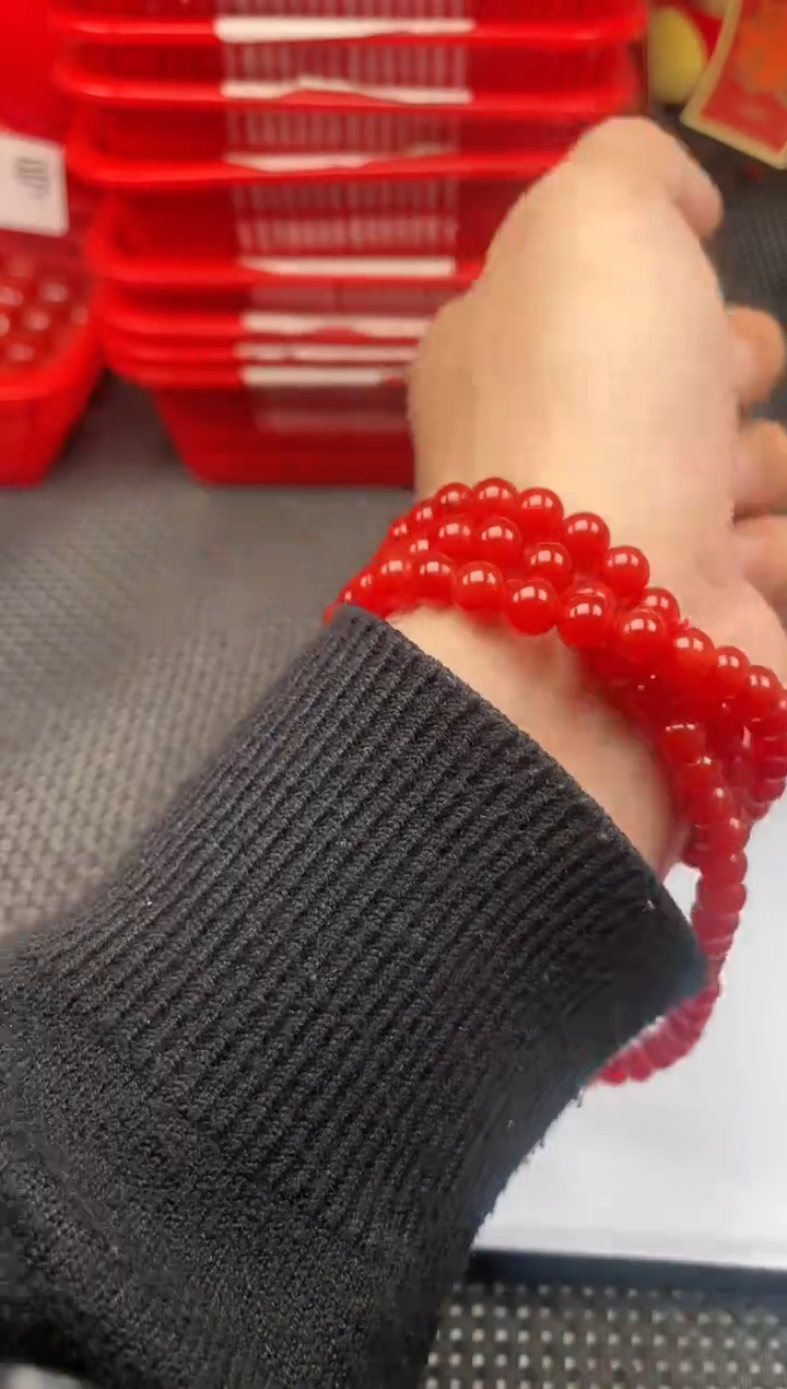 【闪购商品】南红玛瑙长链未镶嵌22号亮光锦红卡6+圆珠长链