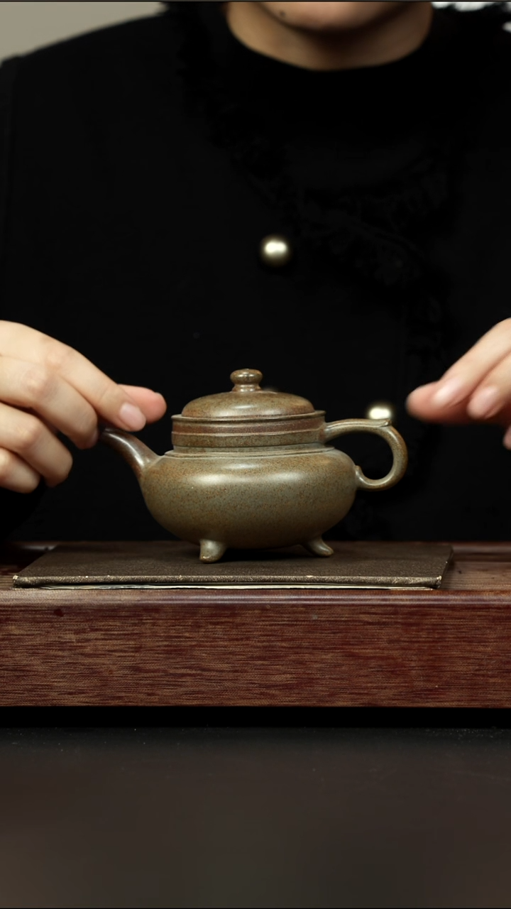 茶壶紫砂蟹壳青柴烧 古卣傲雪