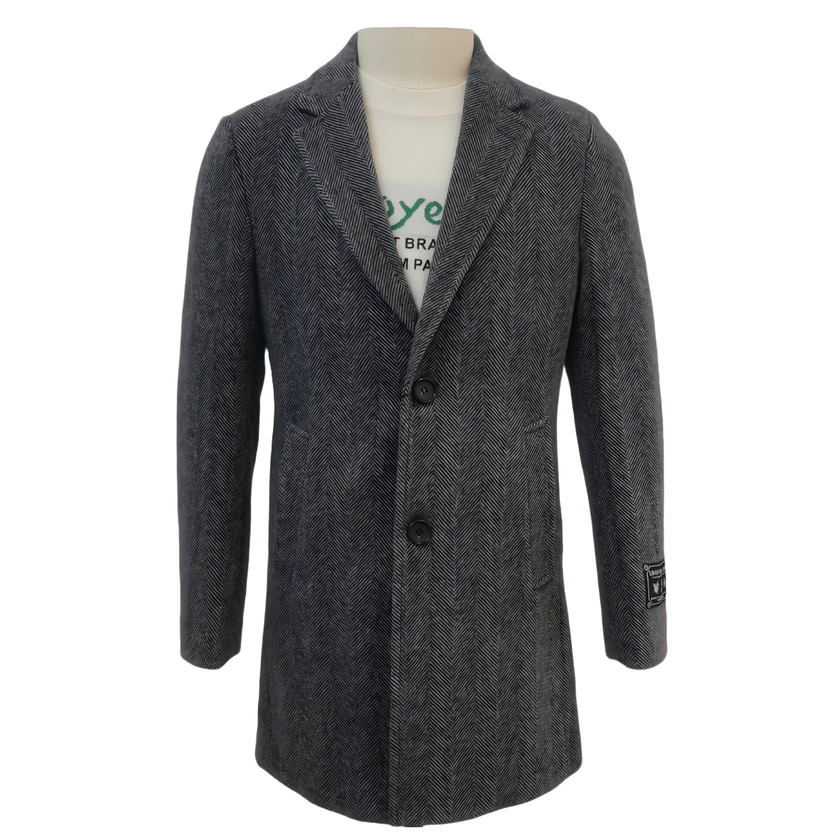 laofoye欧品轻奢男装外套百分百绵羊毛呢大衣时尚简约大衣中长款