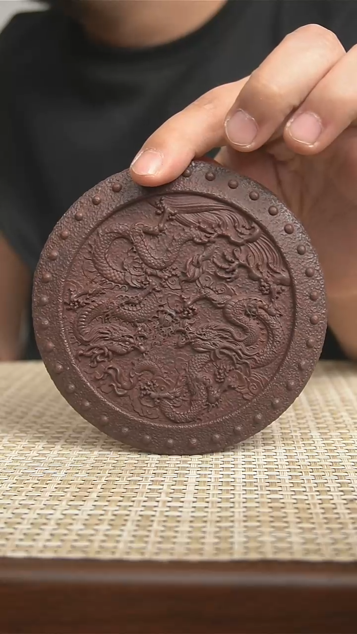 茶杯紫砂宜兴紫砂原矿双龙戏珠茶盘