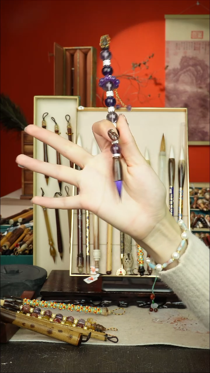 514号闪孤品高货毛笔链接 清水试笔 蘸墨不退