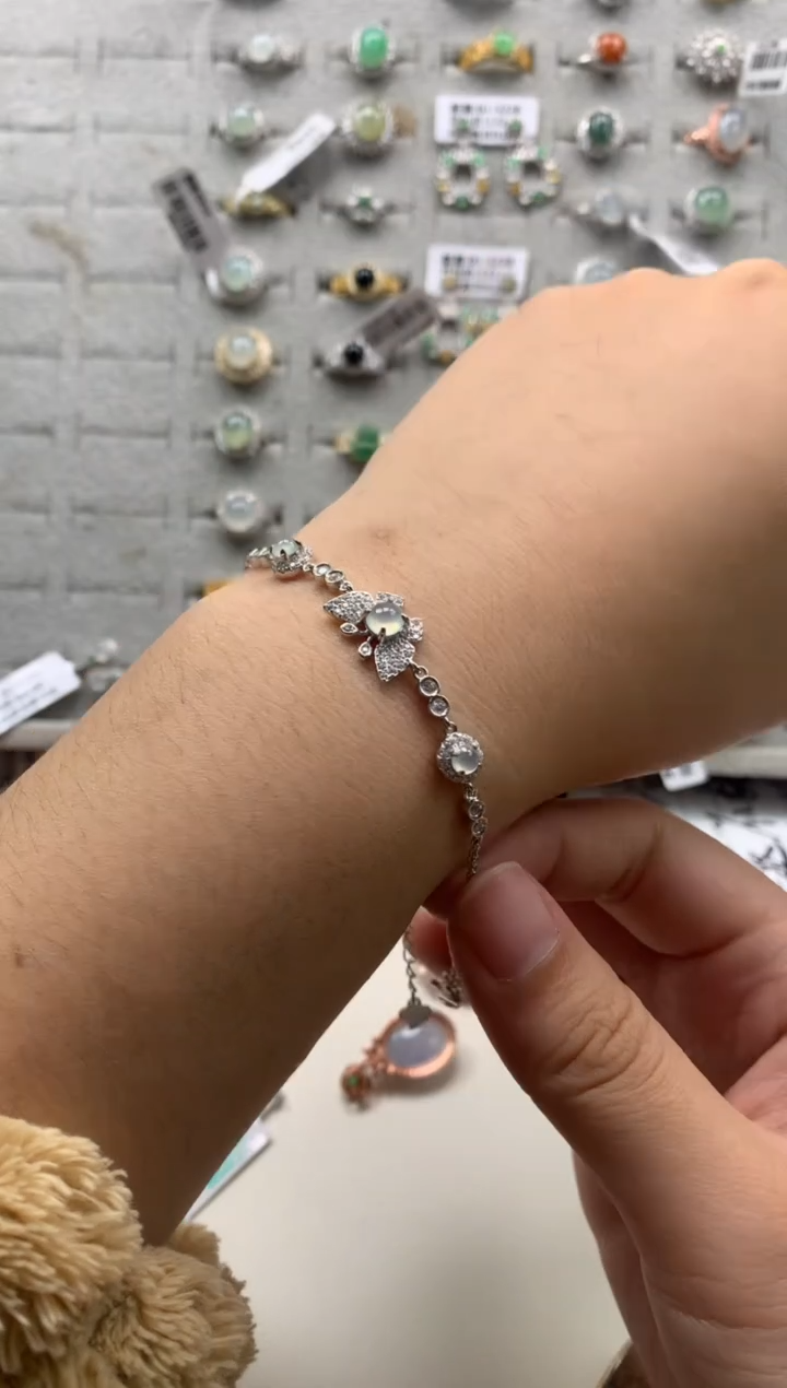 银S925镶嵌戒指翡翠手链5