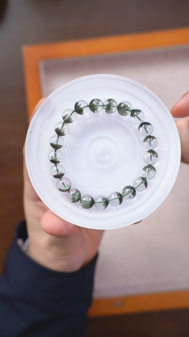 【闪购商品】水晶手链未镶嵌q278 绿幽灵手链9mm+