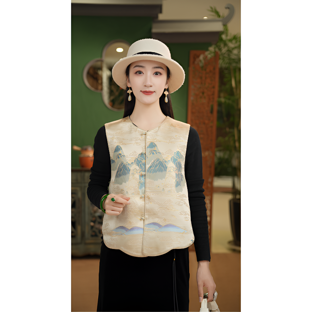 聆夏制造【大好江山】原创手工桑蚕丝宋锦国风马甲