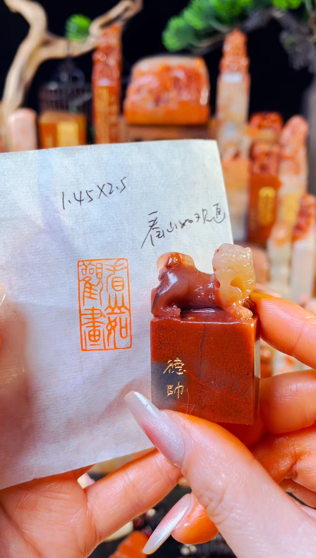 【闪购商品】老挝石印石手工篆刻《看山如观画》