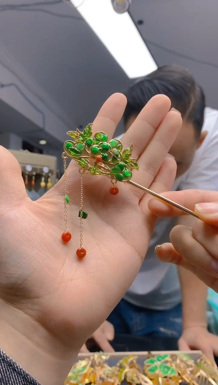 【闪购商品】翡翠耳饰合金0341翡翠发簪