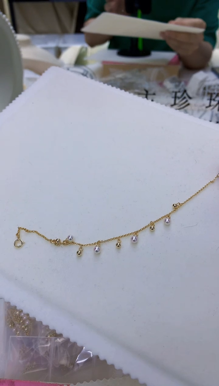 银S925镶嵌饰品海水珍珠设计款满天星手链