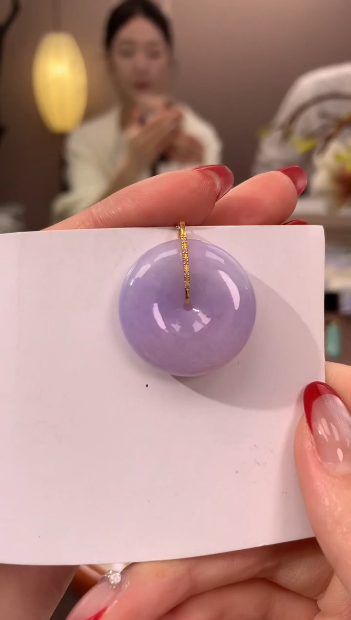 【闪购商品】翡翠颈饰18K金镶嵌天然缅甸a货翡翠