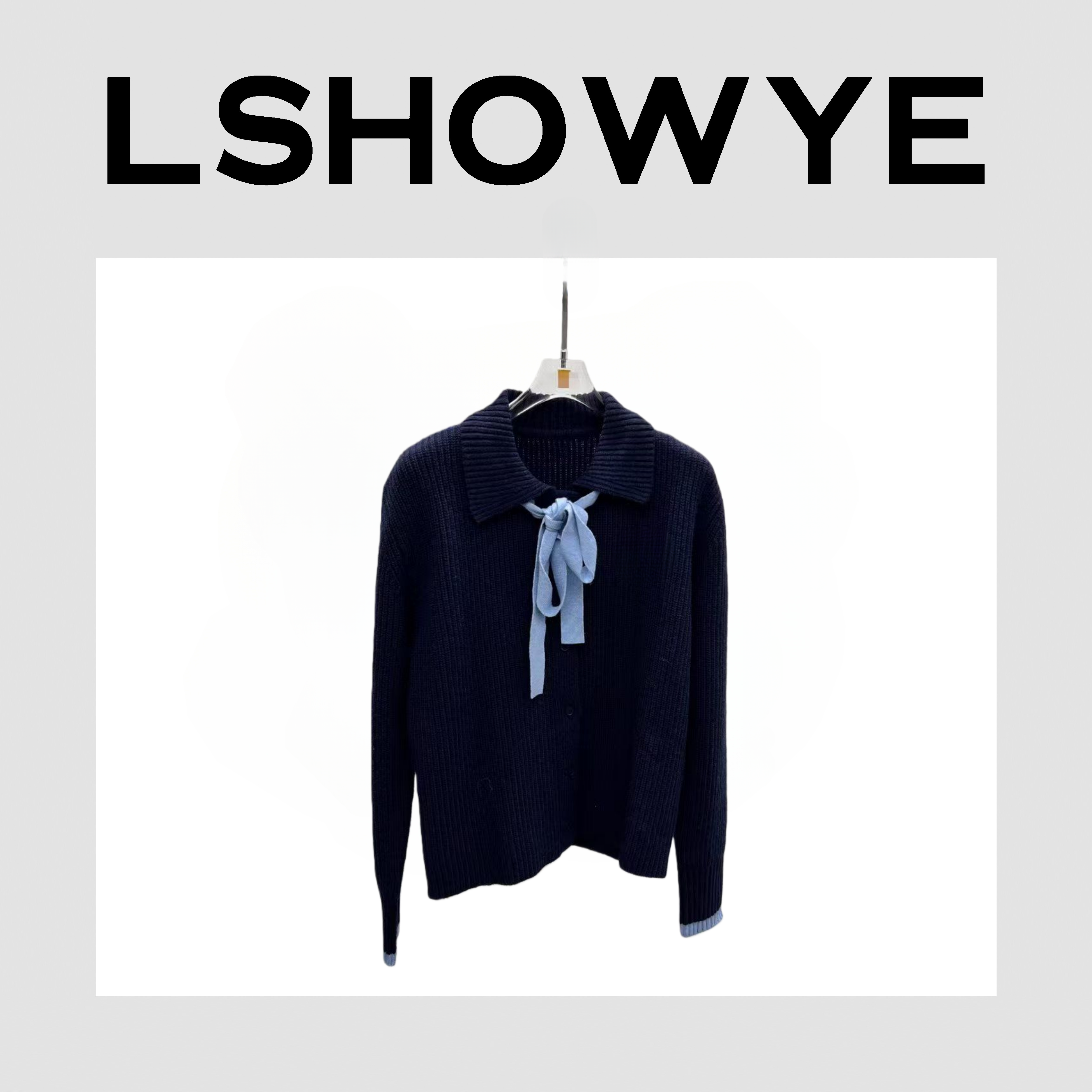 LSHOWYE｜蝴蝶结撞色羊毛开衫c5831