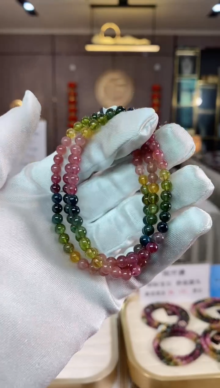 【闪购商品】碧玺三圈手串5mm+未镶嵌（多样性发一条）xion