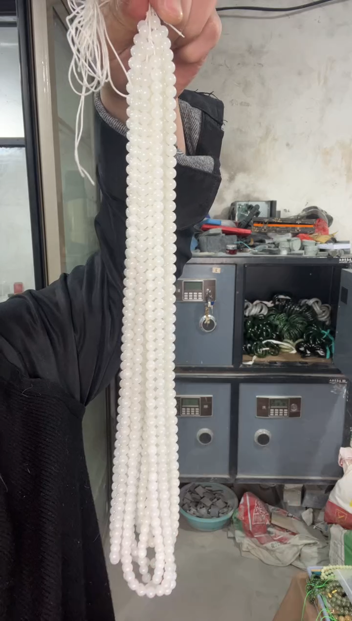 颈饰未镶嵌和田玉白玉项链108颗卡6mm多样性拍一发一