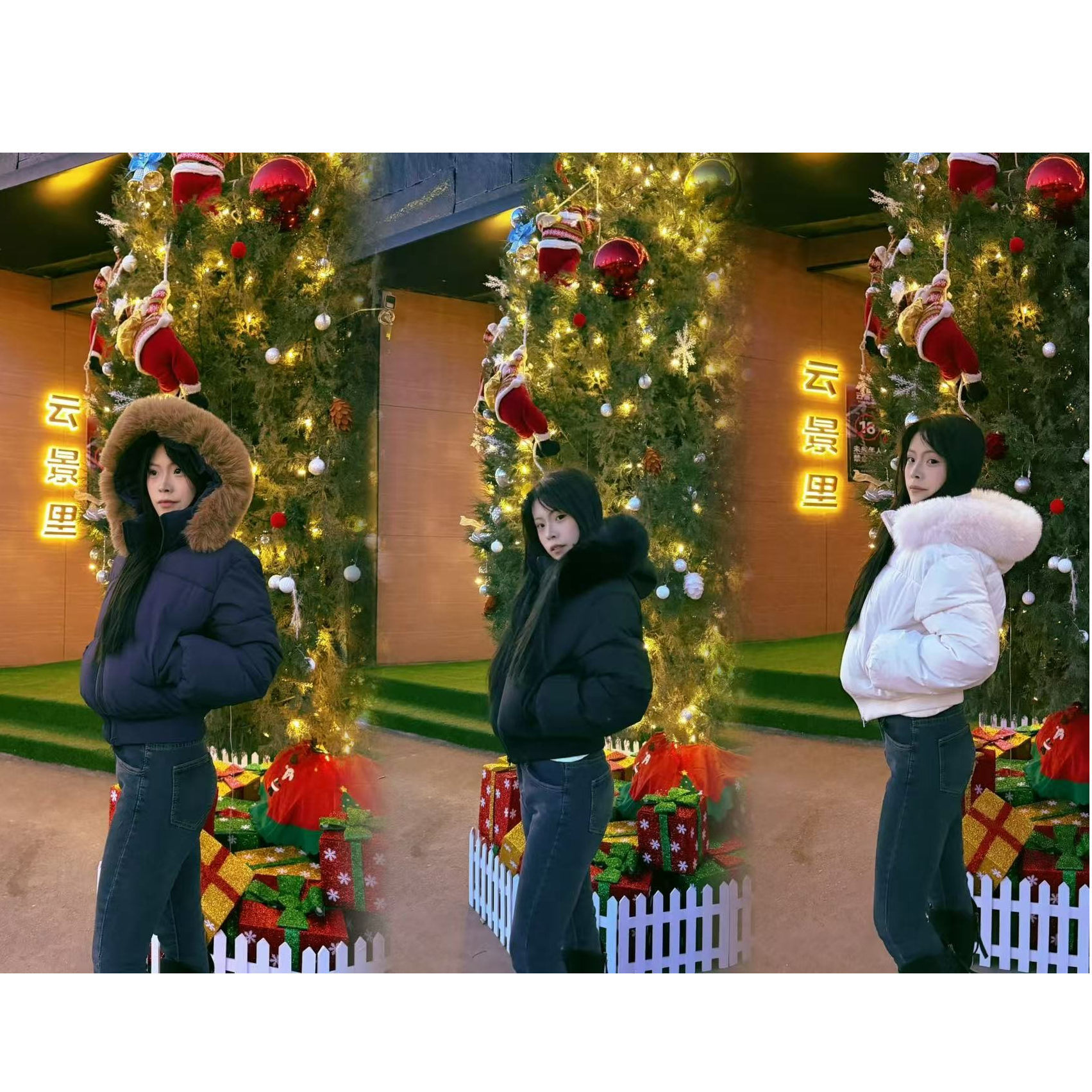 美式复古毛领连帽棉服外套女短款加厚保暖小个子冬季棉衣潮