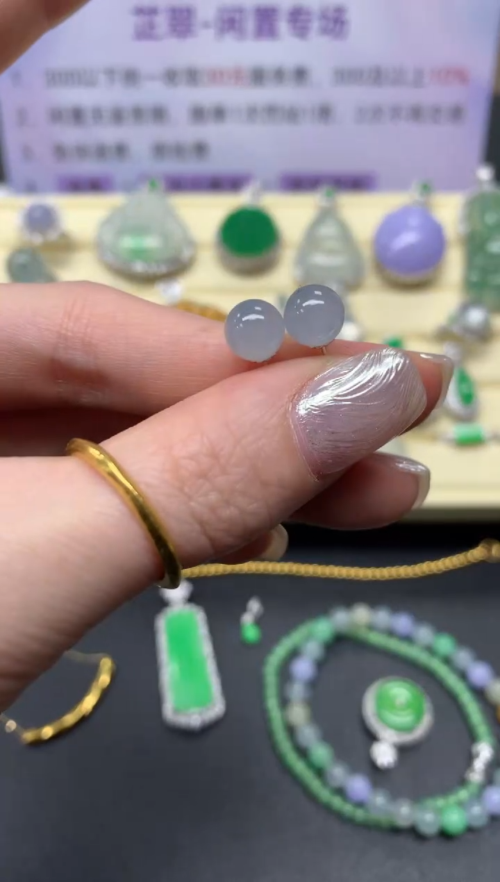 【闪购商品】翡翠耳饰18K金镶嵌耳饰|999