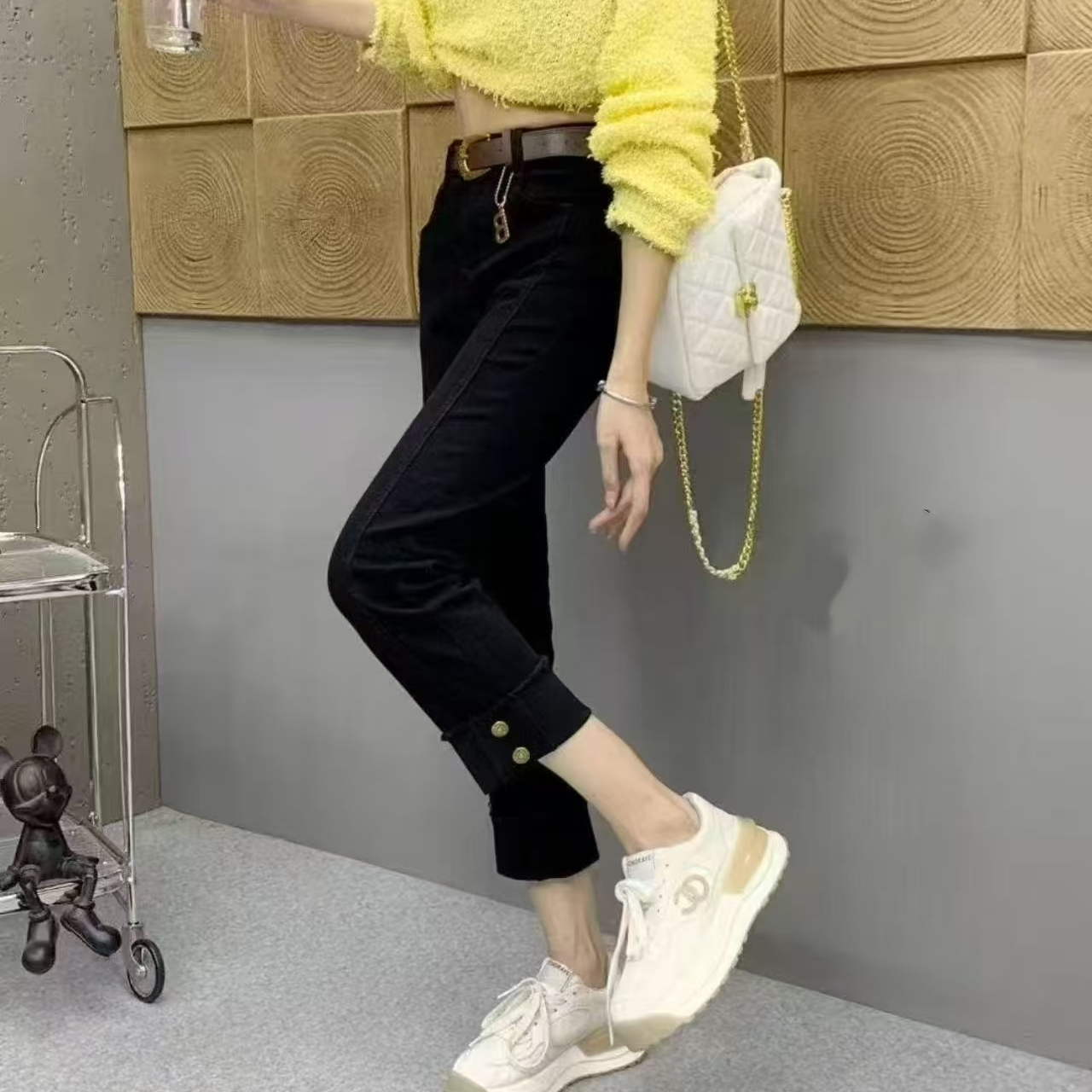 5275欧货黑色百搭牛仔裤