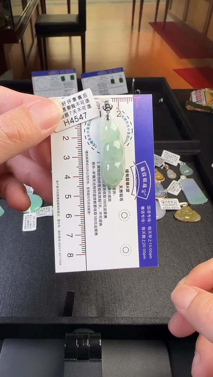 翡翠18K金镶嵌颈饰H4547冰豆