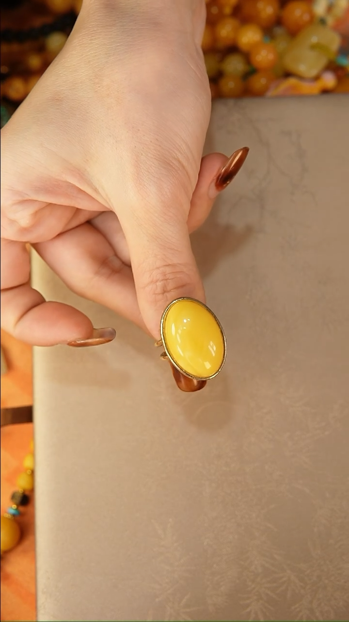 【闪购商品】琥珀戒指合金戒指
